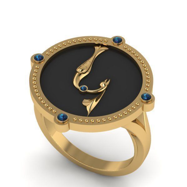 Bird-calligraphy ring K 3D print model_20