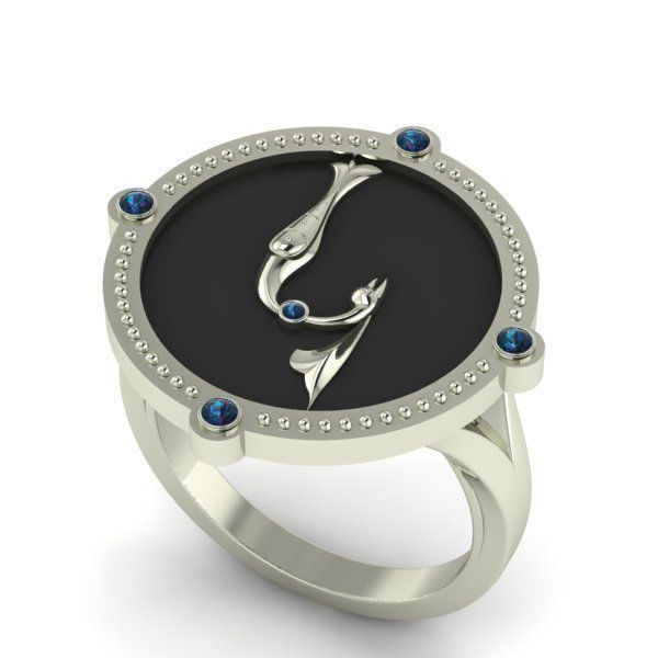 Bird-calligraphy ring K 3D print model_18