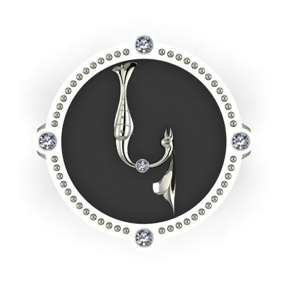 Bird-calligraphy ring K 3D print model_6