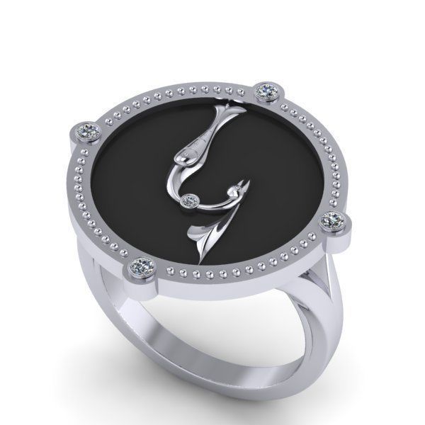 Bird-calligraphy ring K 3D print model_17
