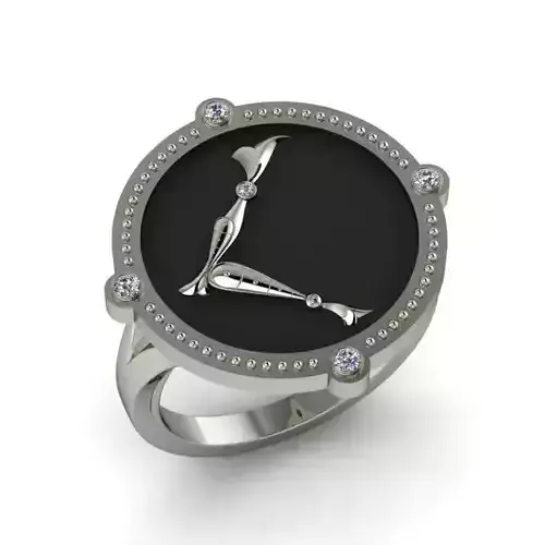 Bird-calligraphy ring H 3D print model
