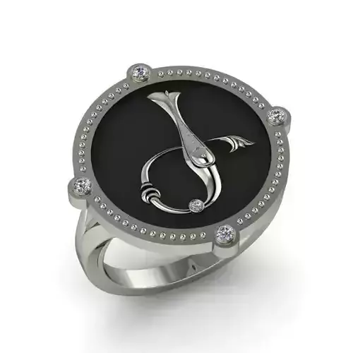 Bird-calligraphy ring Ge 3D print model