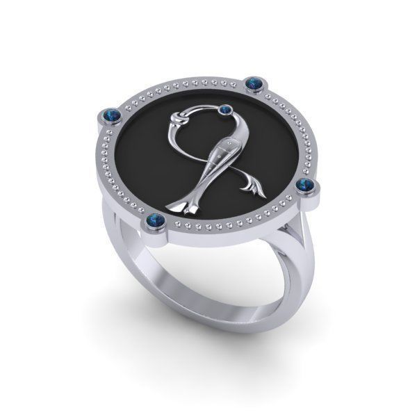 Bird-calligraphy ring G 3D print model_16