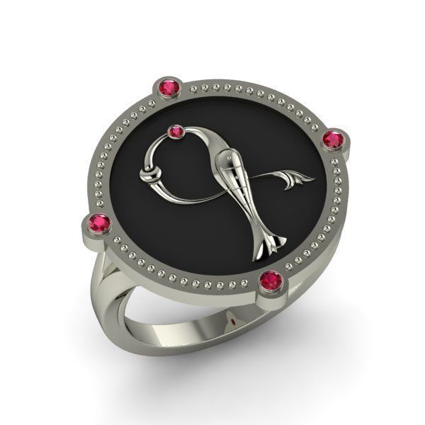 Bird-calligraphy ring G 3D print model_12