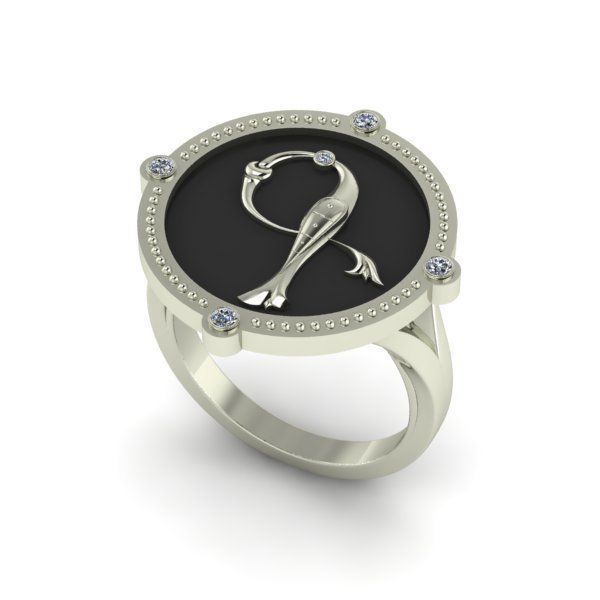 Bird-calligraphy ring G 3D print model_19