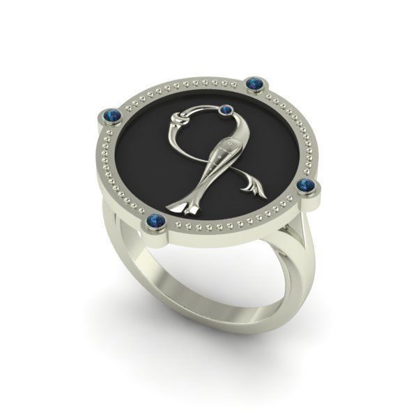 Bird-calligraphy ring G 3D print model_18