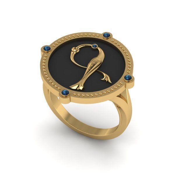 Bird-calligraphy ring G 3D print model_20