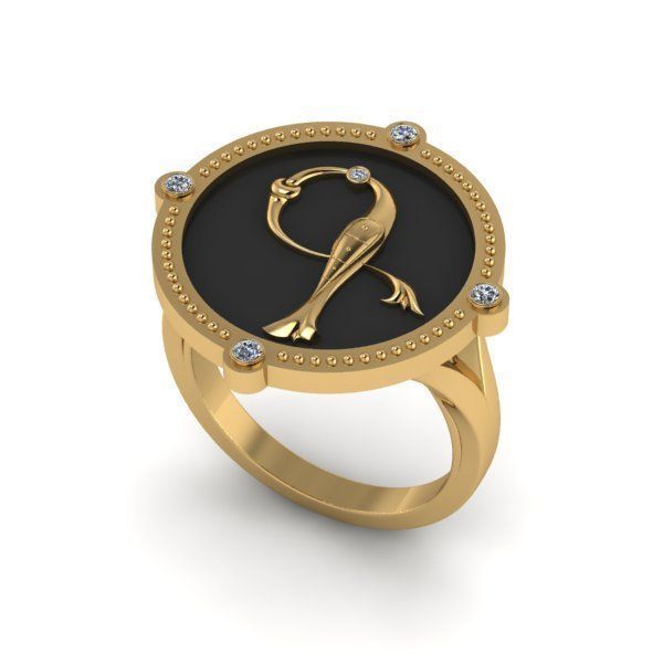 Bird-calligraphy ring G 3D print model_21