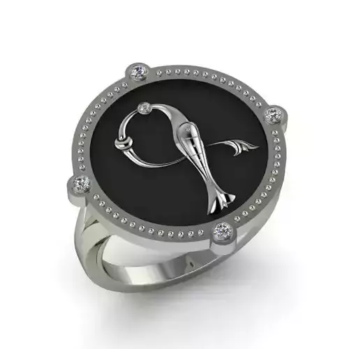 Bird-calligraphy ring G 3D print model