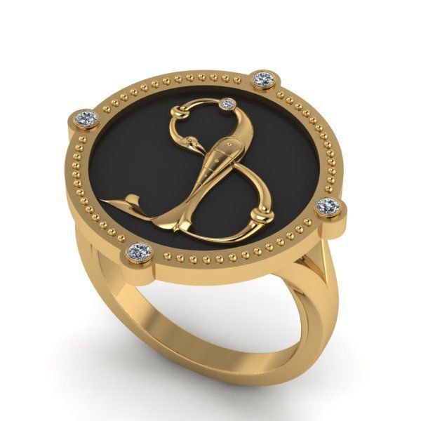 Bird-calligraphy ring F 3D print model_21