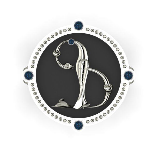 Bird-calligraphy ring F 3D print model_5