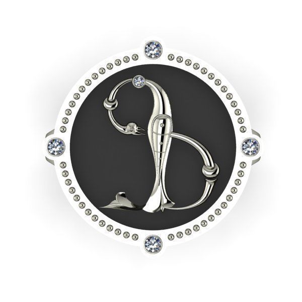 Bird-calligraphy ring F 3D print model_6