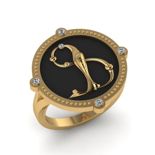 Bird-calligraphy ring F 3D print model_14