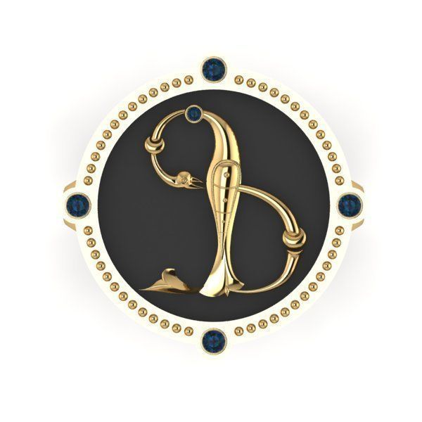 Bird-calligraphy ring F 3D print model_8