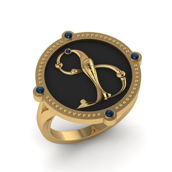 Bird-calligraphy ring F 3D print model_13