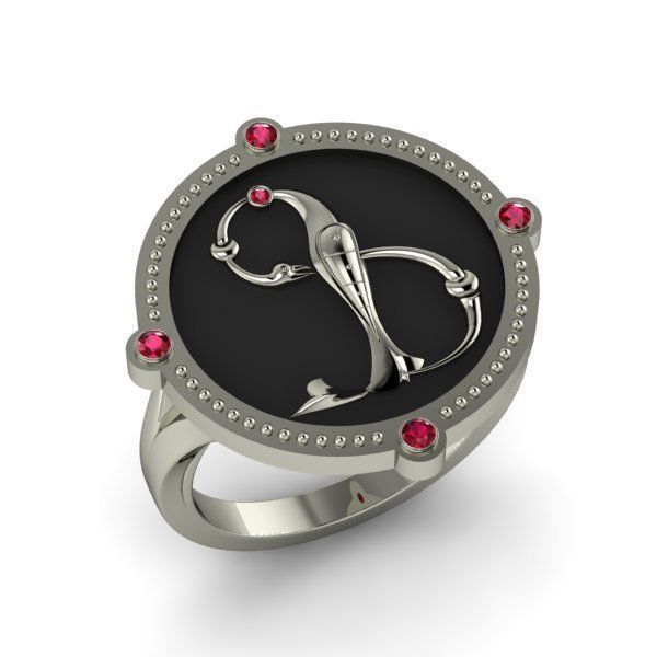 Bird-calligraphy ring F 3D print model_12