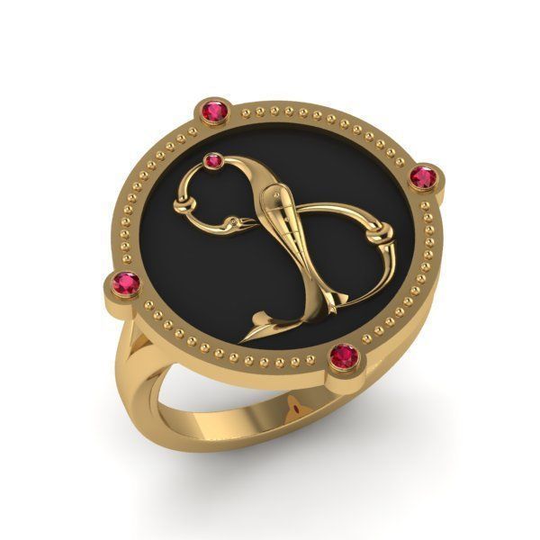 Bird-calligraphy ring F 3D print model_15