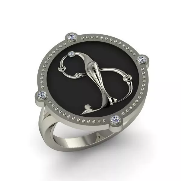 Bird-calligraphy ring F 3D print model_0