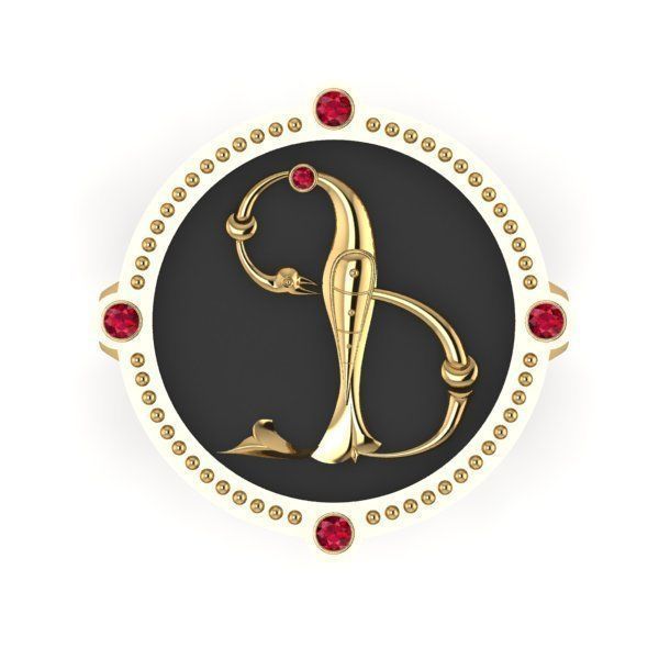 Bird-calligraphy ring F 3D print model_10