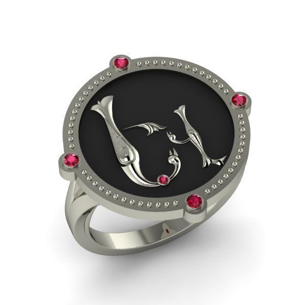 Bird-calligraphy ring Ev 3D print model_12