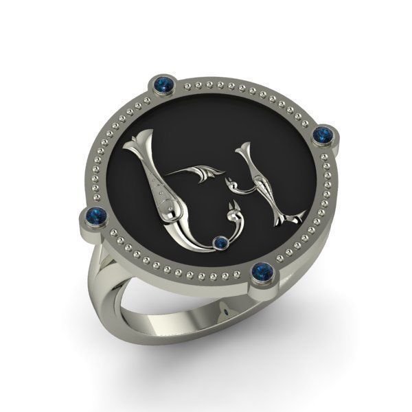 Bird-calligraphy ring Ev 3D print model_11