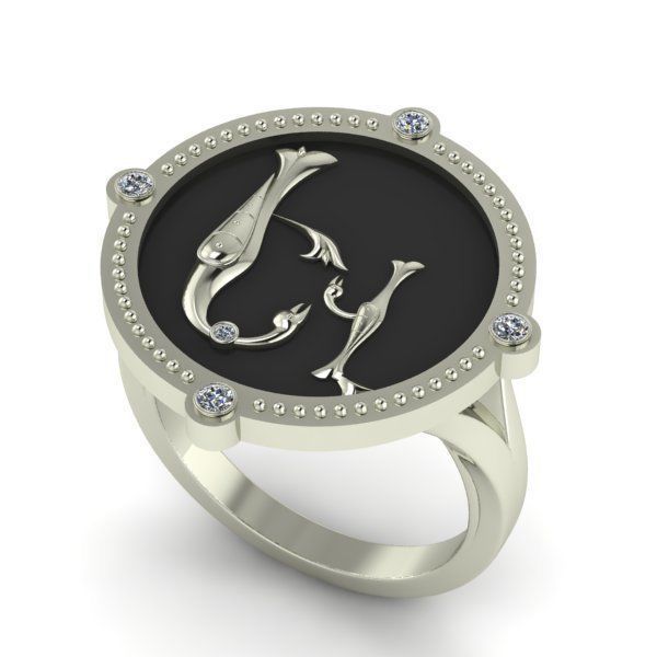 Bird-calligraphy ring Ev 3D print model_19