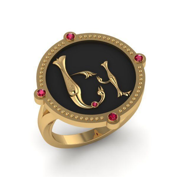 Bird-calligraphy ring Ev 3D print model_15