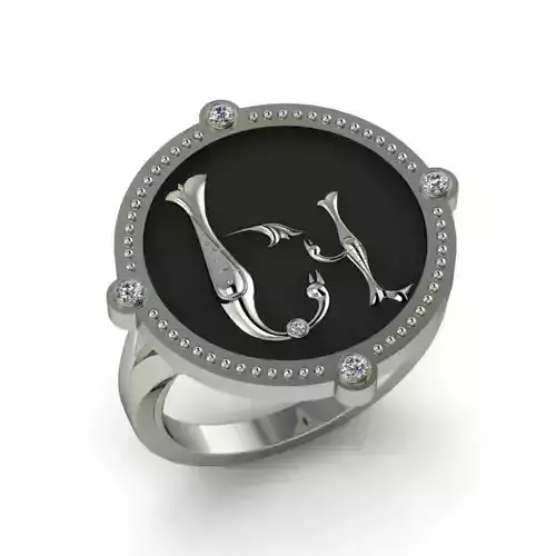 Bird-calligraphy ring Ev 3D print model