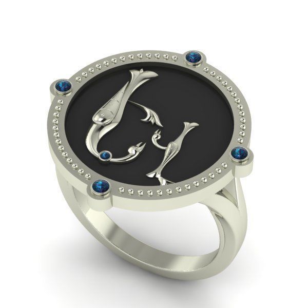 Bird-calligraphy ring Ev 3D print model_18