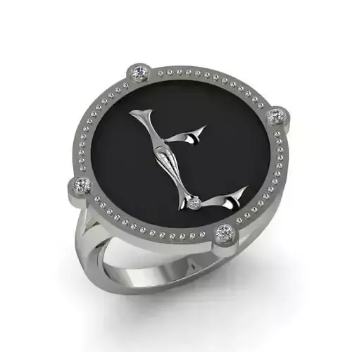Bird-calligraphy ring Eh 3D print model