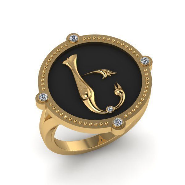 Bird-calligraphy ring E 3D print model_14