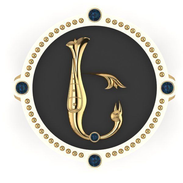 Bird-calligraphy ring E 3D print model_8