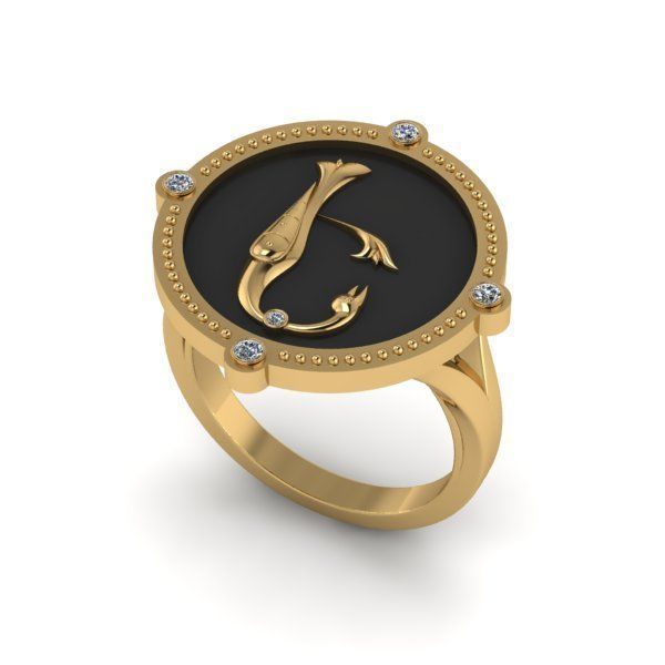 Bird-calligraphy ring E 3D print model_21