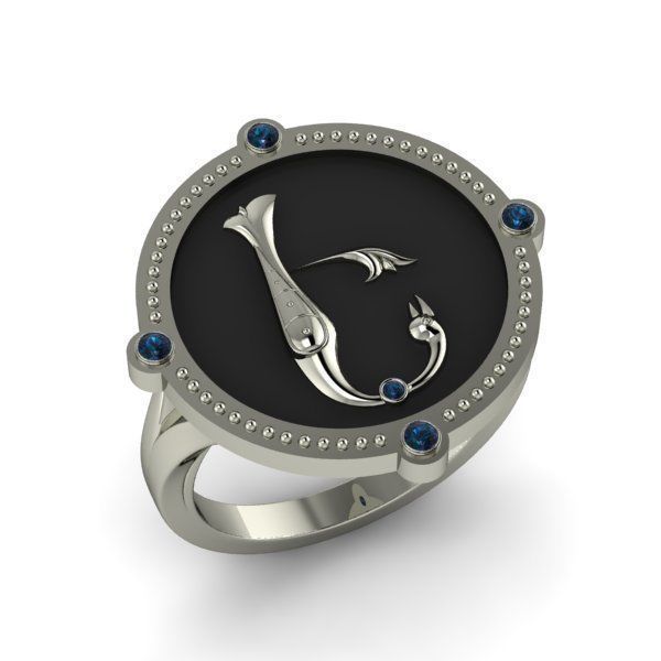 Bird-calligraphy ring E 3D print model_11