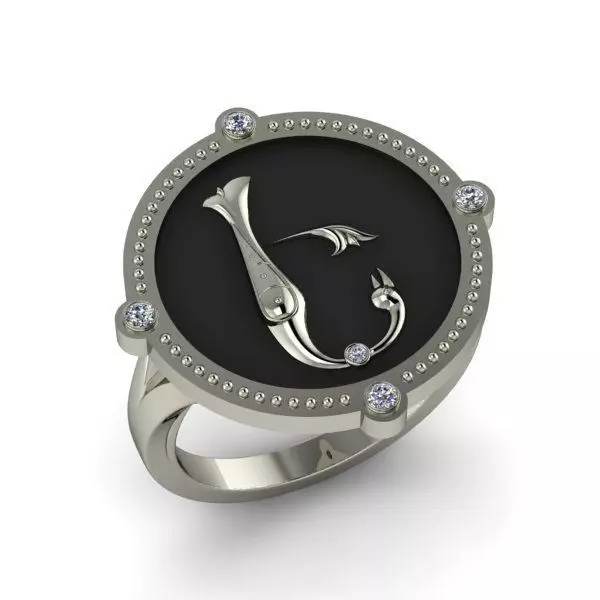 Bird-calligraphy ring E 3D print model_0