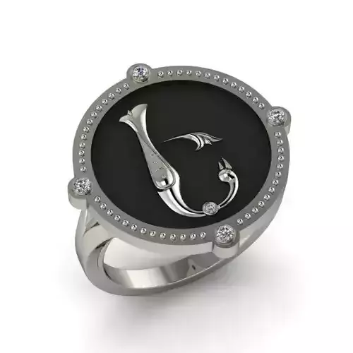 Bird-calligraphy ring E 3D print model