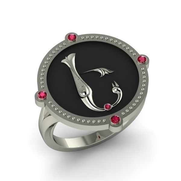 Bird-calligraphy ring E 3D print model_12