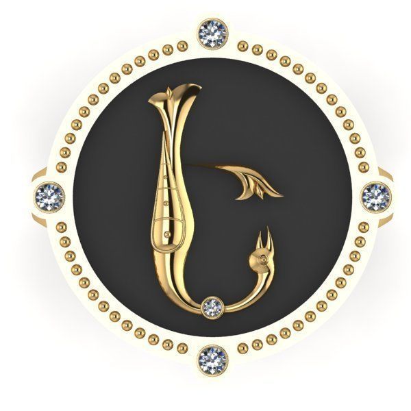 Bird-calligraphy ring E 3D print model_9