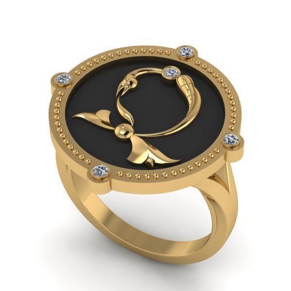 Bird-calligraphy ring Dj 3D print model_21