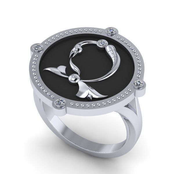 Bird-calligraphy ring Dj 3D print model_17