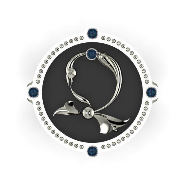 Bird-calligraphy ring Dj 3D print model_5