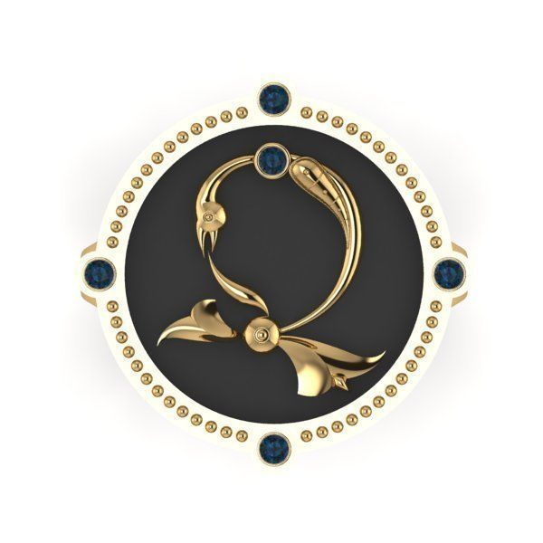 Bird-calligraphy ring Dj 3D print model_8