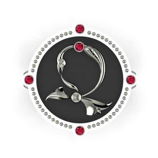 Bird-calligraphy ring Dj 3D print model_7