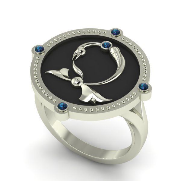 Bird-calligraphy ring Dj 3D print model_18