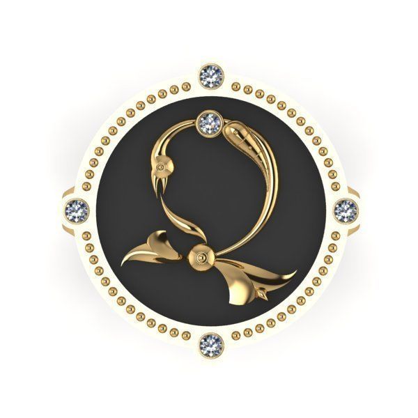 Bird-calligraphy ring Dj 3D print model_9