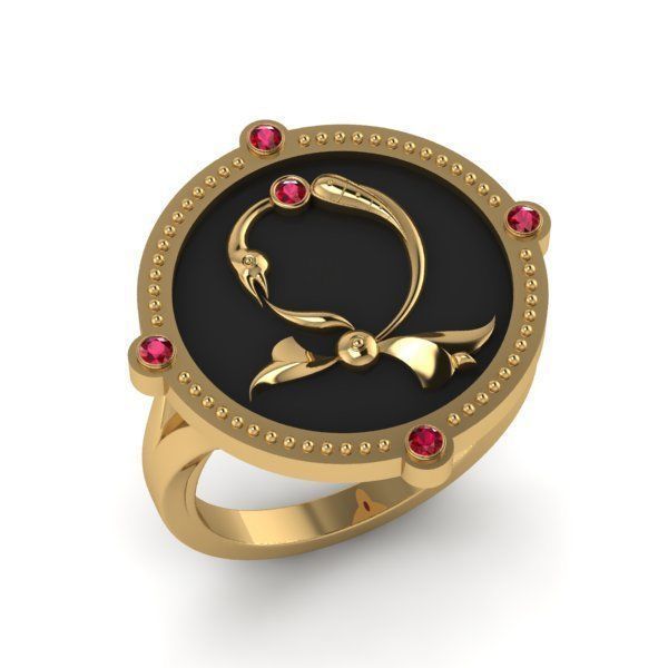 Bird-calligraphy ring Dj 3D print model_15