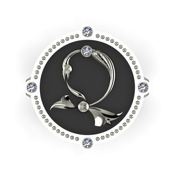 Bird-calligraphy ring Dj 3D print model_6