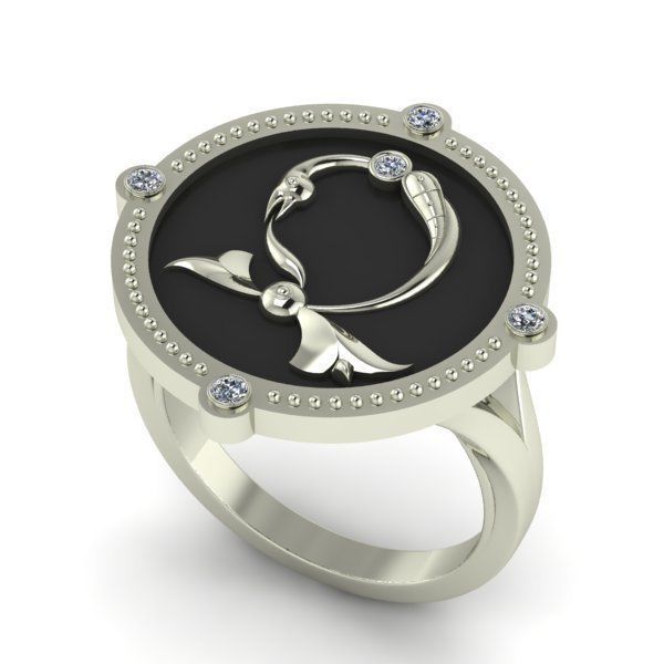 Bird-calligraphy ring Dj 3D print model_19