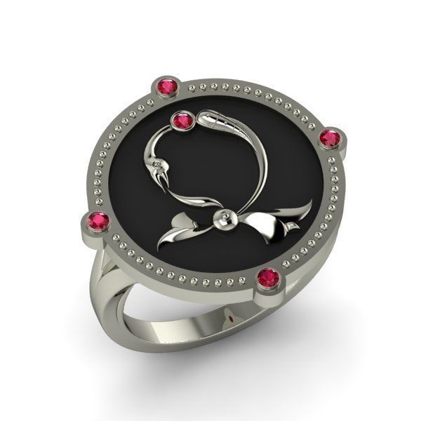 Bird-calligraphy ring Dj 3D print model_12