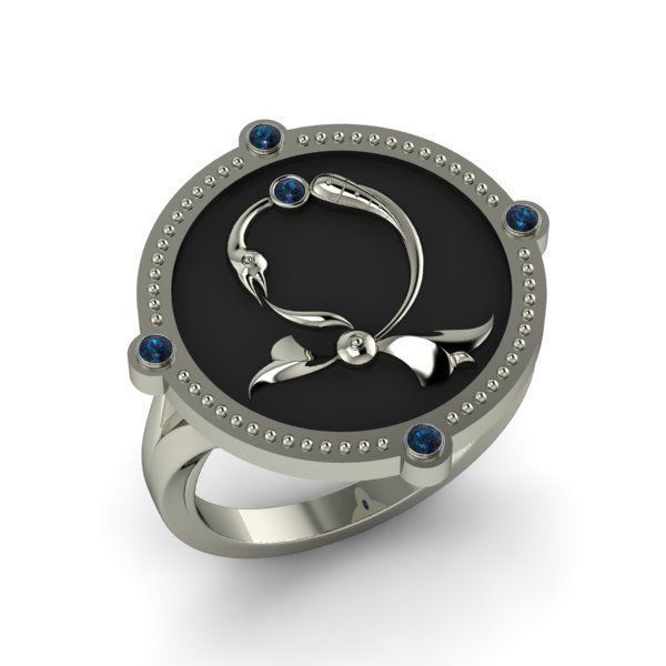 Bird-calligraphy ring Dj 3D print model_11